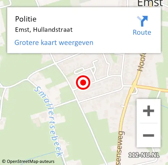 Locatie op kaart van de 112 melding: Politie Emst, Hullandstraat op 20 december 2023 12:59