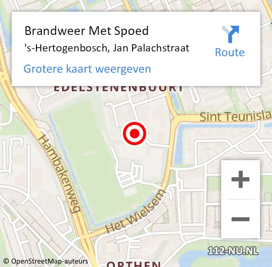 Locatie op kaart van de 112 melding: Brandweer Met Spoed Naar 's-Hertogenbosch, Jan Palachstraat op 20 december 2023 13:04