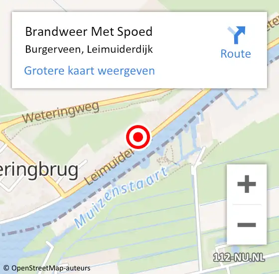 Locatie op kaart van de 112 melding: Brandweer Met Spoed Naar Burgerveen, Leimuiderdijk op 20 december 2023 13:12