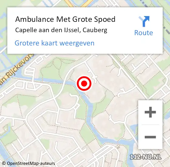 Locatie op kaart van de 112 melding: Ambulance Met Grote Spoed Naar Capelle aan den IJssel, Cauberg op 20 december 2023 13:13