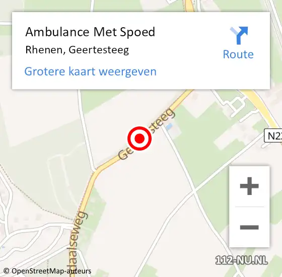 Locatie op kaart van de 112 melding: Ambulance Met Spoed Naar Rhenen, Geertesteeg op 19 september 2014 08:05