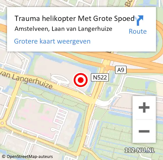 Locatie op kaart van de 112 melding: Trauma helikopter Met Grote Spoed Naar Amstelveen, Laan van Langerhuize op 20 december 2023 13:33
