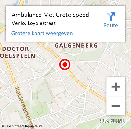 Locatie op kaart van de 112 melding: Ambulance Met Grote Spoed Naar Venlo, Loyolastraat op 19 september 2014 08:09