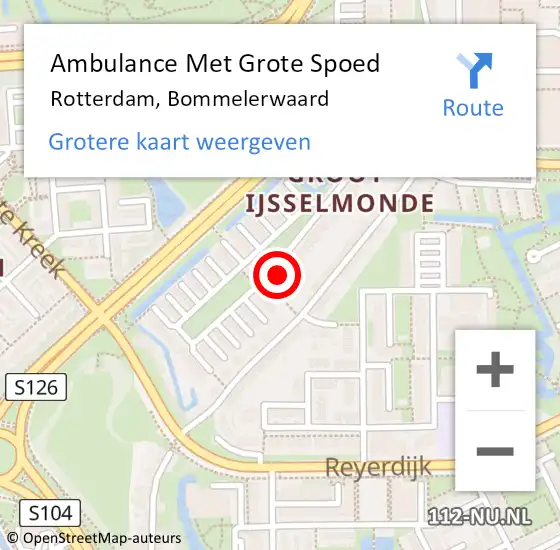 Locatie op kaart van de 112 melding: Ambulance Met Grote Spoed Naar Rotterdam, Bommelerwaard op 20 december 2023 13:57