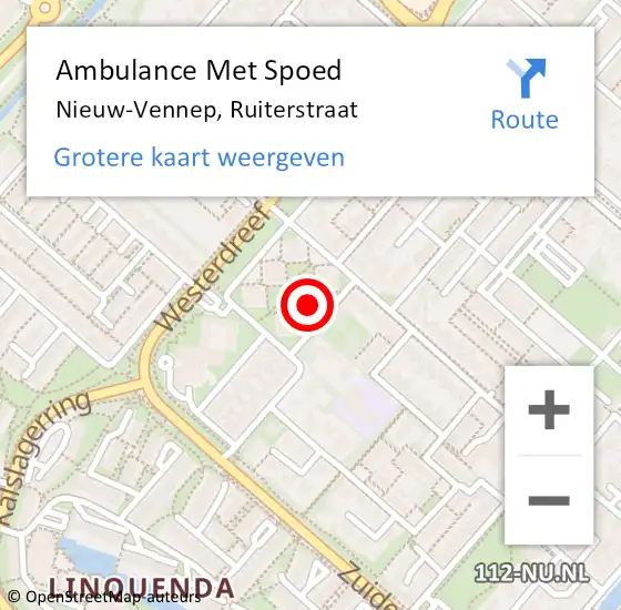 Locatie op kaart van de 112 melding: Ambulance Met Spoed Naar Nieuw-Vennep, Ruiterstraat op 20 december 2023 14:26