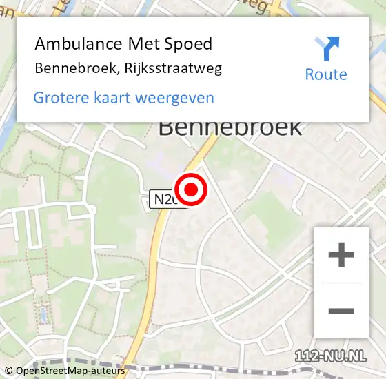 Locatie op kaart van de 112 melding: Ambulance Met Spoed Naar Bennebroek, Rijksstraatweg op 20 december 2023 14:41