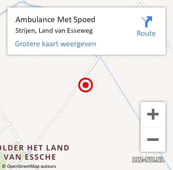 Locatie op kaart van de 112 melding: Ambulance Met Spoed Naar Strijen, Land van Esseweg op 20 december 2023 14:58