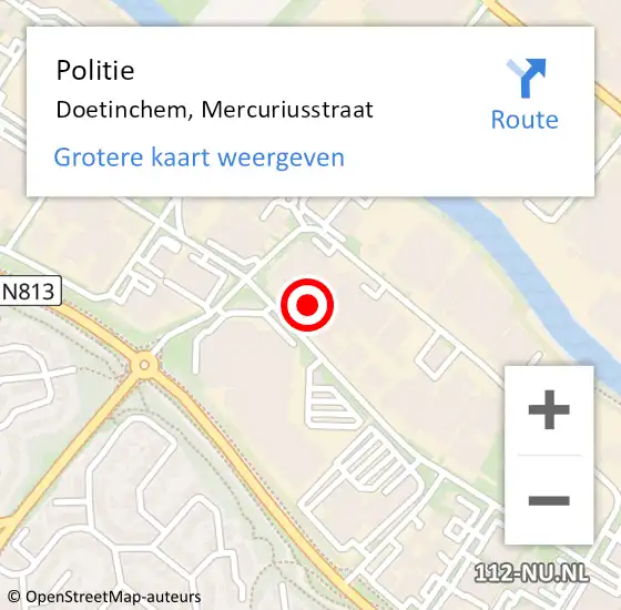 Locatie op kaart van de 112 melding: Politie Doetinchem, Mercuriusstraat op 20 december 2023 15:14