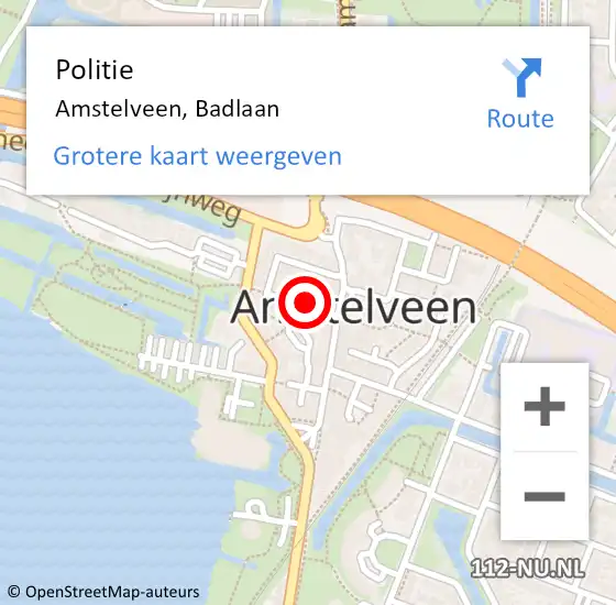 Locatie op kaart van de 112 melding: Politie Amstelveen, Badlaan op 19 september 2014 08:25