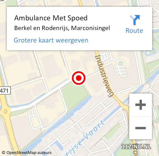 Locatie op kaart van de 112 melding: Ambulance Met Spoed Naar Berkel en Rodenrijs, Marconisingel op 20 december 2023 15:23