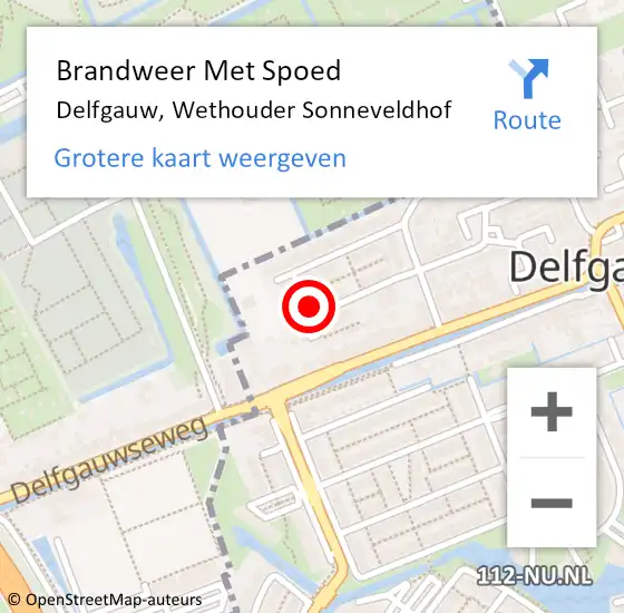 Locatie op kaart van de 112 melding: Brandweer Met Spoed Naar Delfgauw, Wethouder Sonneveldhof op 20 december 2023 15:32