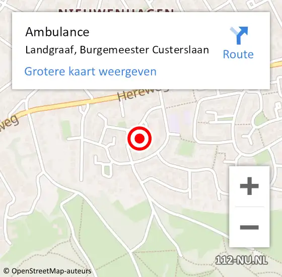 Locatie op kaart van de 112 melding: Ambulance Landgraaf, Burgemeester Custerslaan op 19 september 2014 08:29