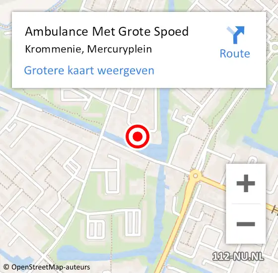 Locatie op kaart van de 112 melding: Ambulance Met Grote Spoed Naar Krommenie, Mercuryplein op 20 december 2023 16:30