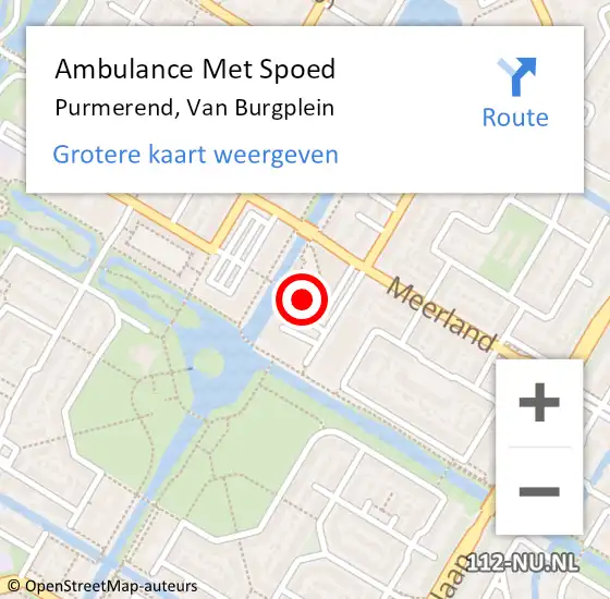 Locatie op kaart van de 112 melding: Ambulance Met Spoed Naar Purmerend, Van Burgplein op 20 december 2023 16:30