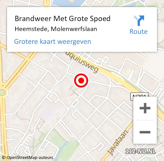 Locatie op kaart van de 112 melding: Brandweer Met Grote Spoed Naar Heemstede, Molenwerfslaan op 20 december 2023 16:35