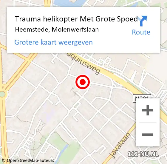 Locatie op kaart van de 112 melding: Trauma helikopter Met Grote Spoed Naar Heemstede, Molenwerfslaan op 20 december 2023 16:37