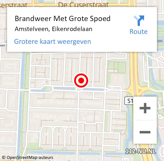 Locatie op kaart van de 112 melding: Brandweer Met Grote Spoed Naar Amstelveen, Eikenrodelaan op 20 december 2023 16:55