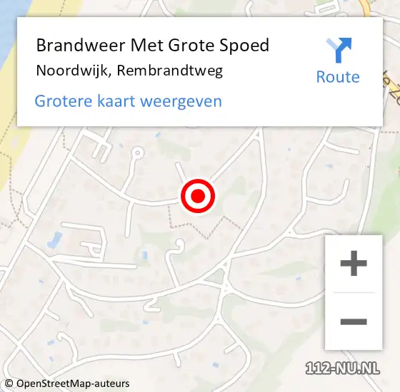 Locatie op kaart van de 112 melding: Brandweer Met Grote Spoed Naar Noordwijk, Rembrandtweg op 20 december 2023 16:55