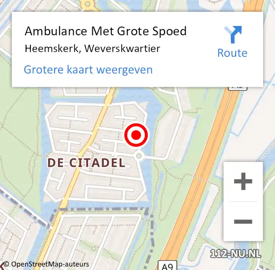 Locatie op kaart van de 112 melding: Ambulance Met Grote Spoed Naar Heemskerk, Weverskwartier op 20 december 2023 16:55