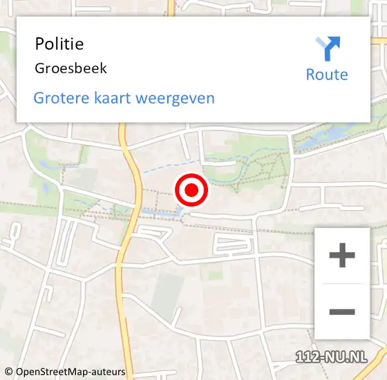 Locatie op kaart van de 112 melding: Politie Groesbeek op 20 december 2023 16:58