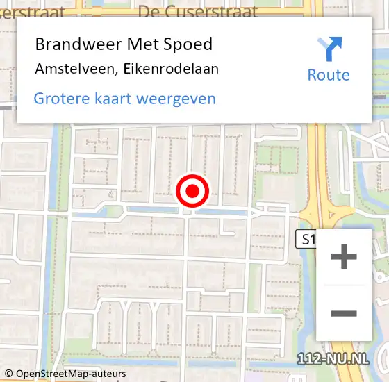 Locatie op kaart van de 112 melding: Brandweer Met Spoed Naar Amstelveen, Eikenrodelaan op 20 december 2023 17:03