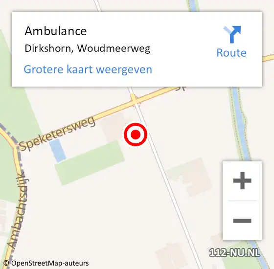 Locatie op kaart van de 112 melding: Ambulance Dirkshorn, Woudmeerweg op 20 december 2023 17:15