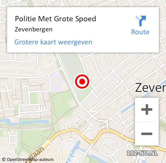 Locatie op kaart van de 112 melding: Politie Met Grote Spoed Naar Zevenbergen op 20 december 2023 17:29