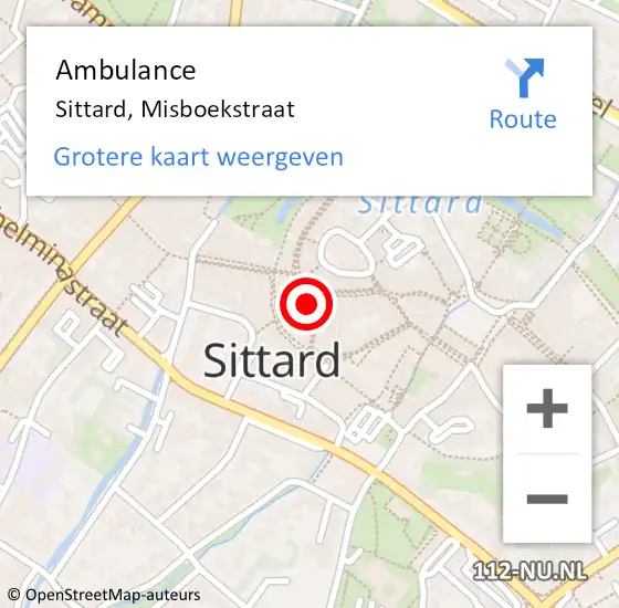 Locatie op kaart van de 112 melding: Ambulance Sittard, Misboekstraat op 19 september 2014 08:40