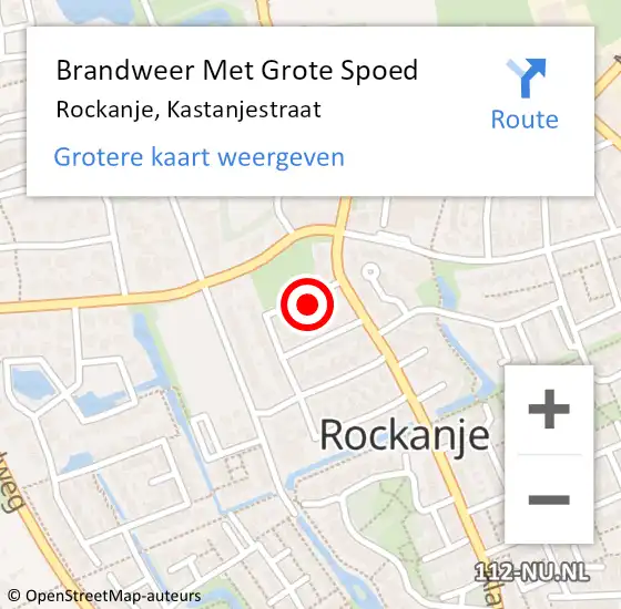 Locatie op kaart van de 112 melding: Brandweer Met Grote Spoed Naar Rockanje, Kastanjestraat op 20 december 2023 17:35