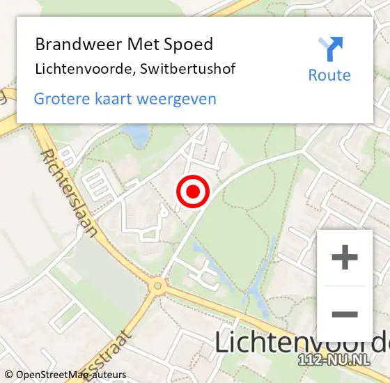 Locatie op kaart van de 112 melding: Brandweer Met Spoed Naar Lichtenvoorde, Switbertushof op 20 december 2023 18:07