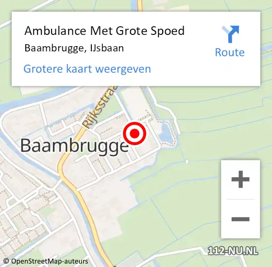 Locatie op kaart van de 112 melding: Ambulance Met Grote Spoed Naar Baambrugge, IJsbaan op 20 december 2023 18:10