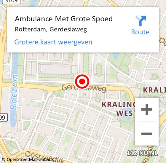 Locatie op kaart van de 112 melding: Ambulance Met Grote Spoed Naar Rotterdam, Gerdesiaweg op 20 december 2023 18:15