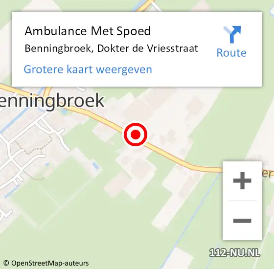 Locatie op kaart van de 112 melding: Ambulance Met Spoed Naar Benningbroek, Dokter de Vriesstraat op 20 december 2023 18:38