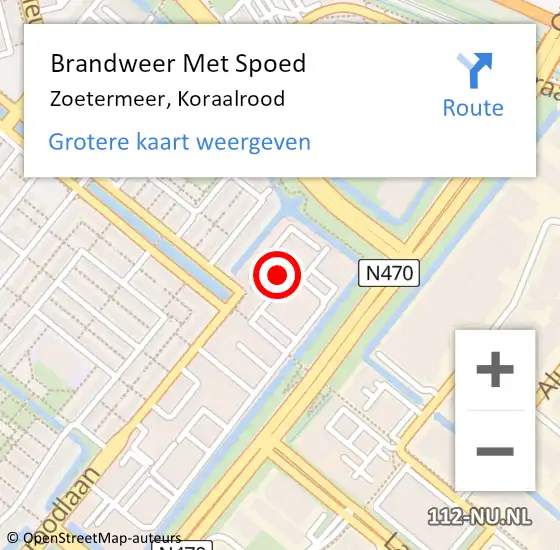 Locatie op kaart van de 112 melding: Brandweer Met Spoed Naar Zoetermeer, Koraalrood op 20 december 2023 18:43