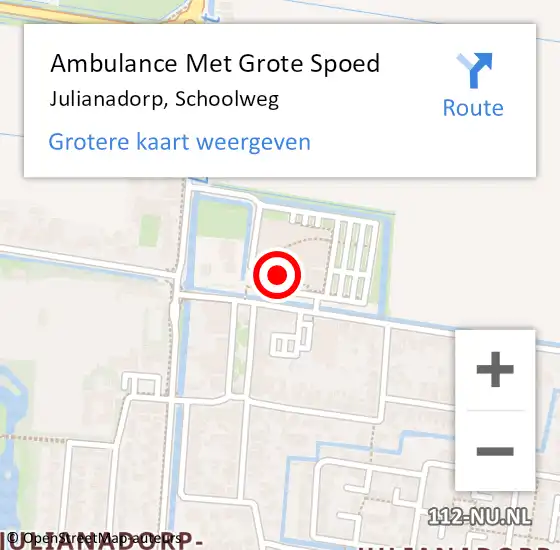 Locatie op kaart van de 112 melding: Ambulance Met Grote Spoed Naar Julianadorp, Schoolweg op 20 december 2023 18:49