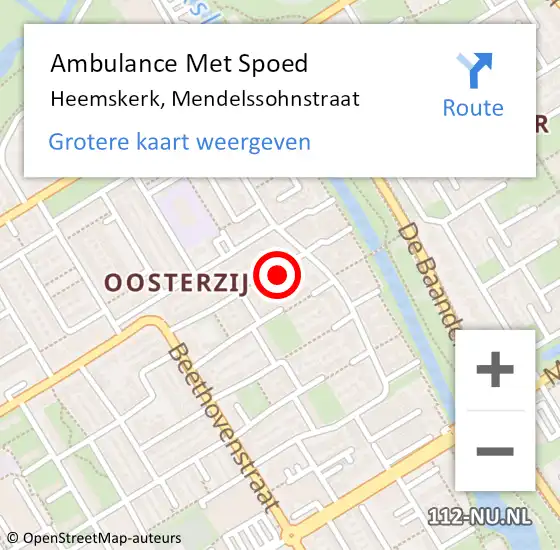 Locatie op kaart van de 112 melding: Ambulance Met Spoed Naar Heemskerk, Mendelssohnstraat op 20 december 2023 19:19