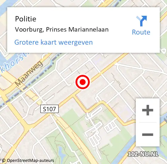 Locatie op kaart van de 112 melding: Politie Voorburg, Prinses Mariannelaan op 20 december 2023 19:58