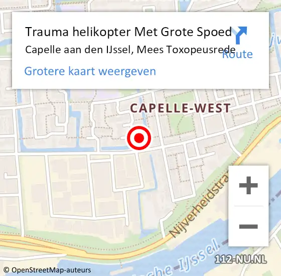 Locatie op kaart van de 112 melding: Trauma helikopter Met Grote Spoed Naar Capelle aan den IJssel, Mees Toxopeusrede op 20 december 2023 20:03