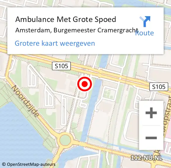 Locatie op kaart van de 112 melding: Ambulance Met Grote Spoed Naar Amsterdam, Burgemeester Cramergracht op 20 december 2023 20:51