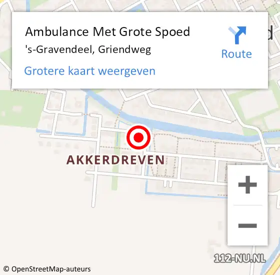 Locatie op kaart van de 112 melding: Ambulance Met Grote Spoed Naar 's-Gravendeel, Griendweg op 20 december 2023 21:07