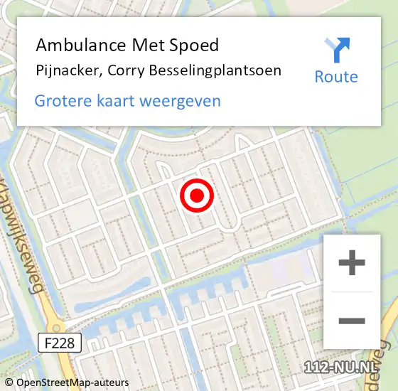 Locatie op kaart van de 112 melding: Ambulance Met Spoed Naar Pijnacker, Corry Besselingplantsoen op 20 december 2023 21:17