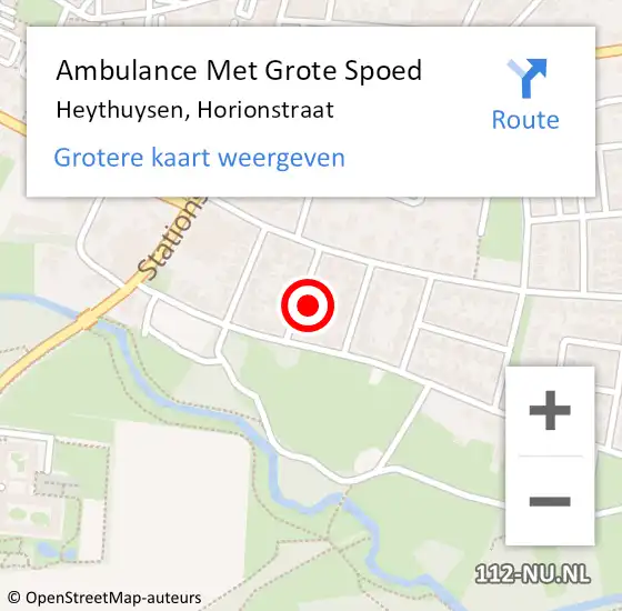 Locatie op kaart van de 112 melding: Ambulance Met Grote Spoed Naar Heythuysen, Horionstraat op 20 december 2023 21:24