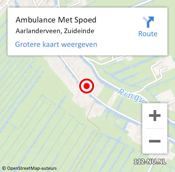 Locatie op kaart van de 112 melding: Ambulance Met Spoed Naar Aarlanderveen, Zuideinde op 20 december 2023 21:27