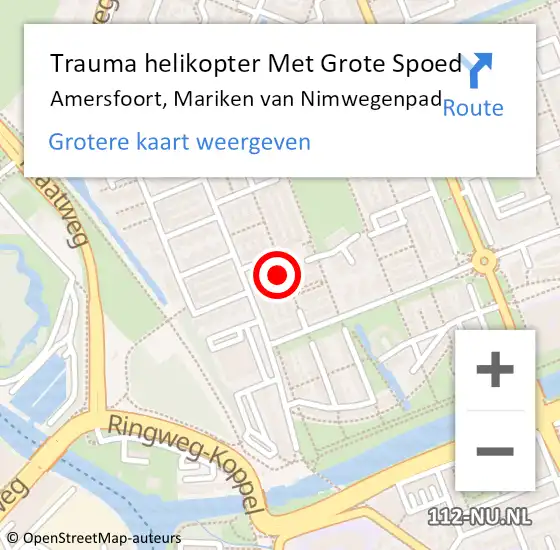 Locatie op kaart van de 112 melding: Trauma helikopter Met Grote Spoed Naar Amersfoort, Mariken van Nimwegenpad op 20 december 2023 21:52