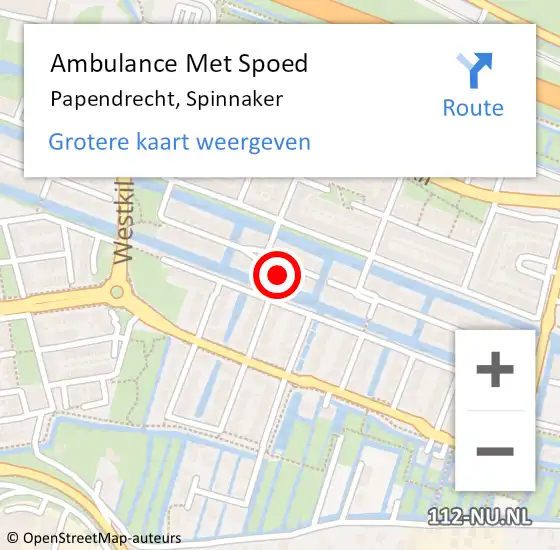 Locatie op kaart van de 112 melding: Ambulance Met Spoed Naar Papendrecht, Spinnaker op 20 december 2023 22:21