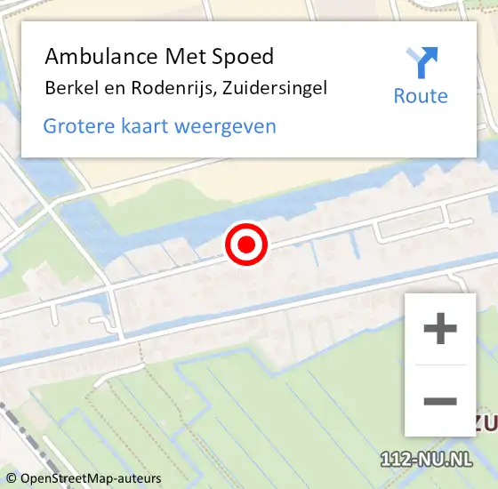 Locatie op kaart van de 112 melding: Ambulance Met Spoed Naar Berkel en Rodenrijs, Zuidersingel op 20 december 2023 22:53