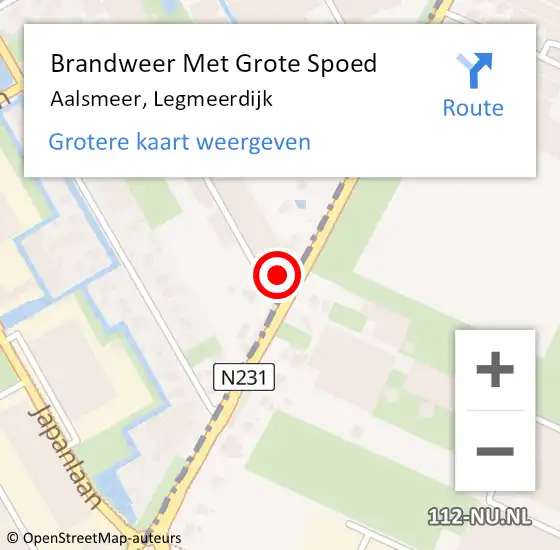 Locatie op kaart van de 112 melding: Brandweer Met Grote Spoed Naar Aalsmeer, Legmeerdijk op 20 december 2023 22:53