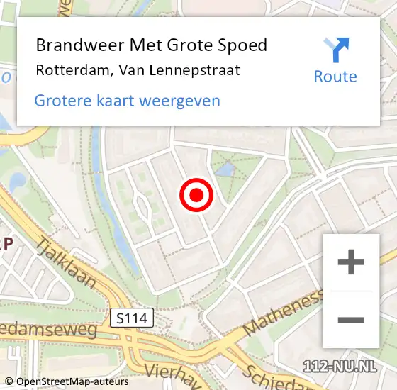 Locatie op kaart van de 112 melding: Brandweer Met Grote Spoed Naar Rotterdam, Van Lennepstraat op 20 december 2023 23:10
