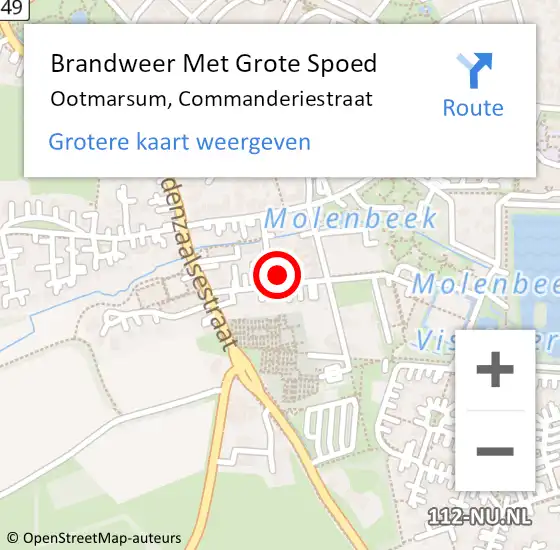 Locatie op kaart van de 112 melding: Brandweer Met Grote Spoed Naar Ootmarsum, Commanderiestraat op 20 december 2023 23:38