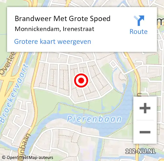 Locatie op kaart van de 112 melding: Brandweer Met Grote Spoed Naar Monnickendam, Irenestraat op 20 december 2023 23:43